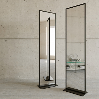 Двустороннее напольное зеркало в чёрной металлической раме STRIDE-2 185 см Двустороннее напольное зеркало в чёрной металлической раме STRIDE-2 185 см